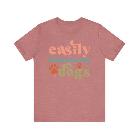 "Easily Distracted by Dogs – Fun Retro Dog Lover Design"