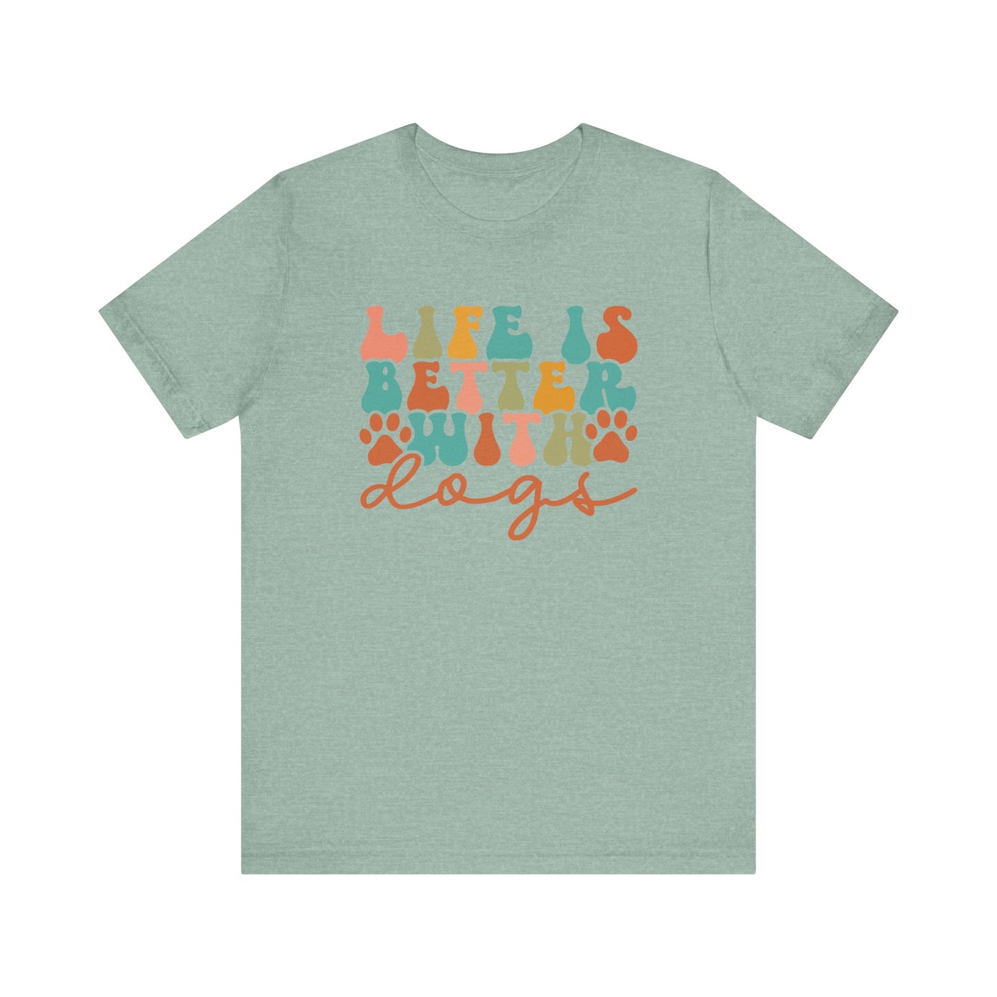 "Life is Better with Dogs – Retro Paw Print Dog Lover Design"