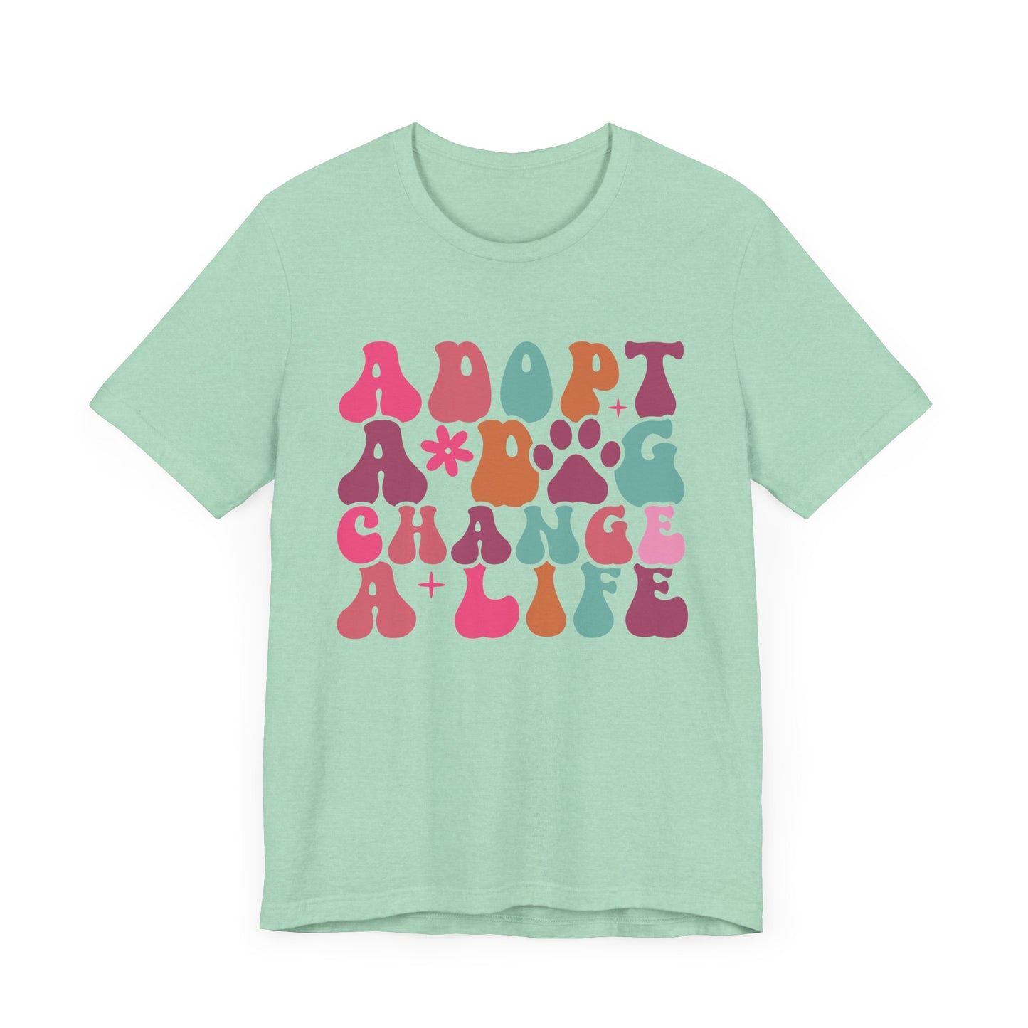 "Adopt a Dog, Change a Life – Vibrant Retro Dog Rescue Design"