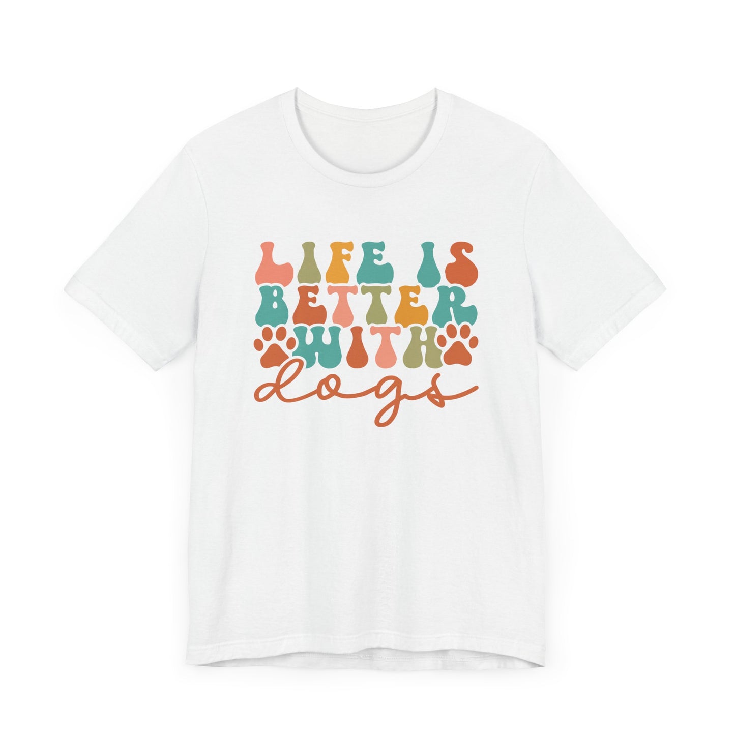 "Life is Better with Dogs – Retro Paw Print Dog Lover Design"