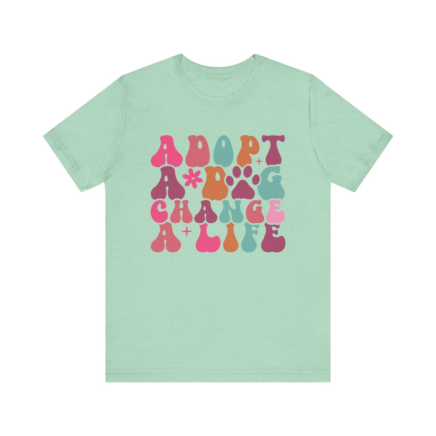 "Adopt a Dog, Change a Life – Vibrant Retro Dog Rescue Design"