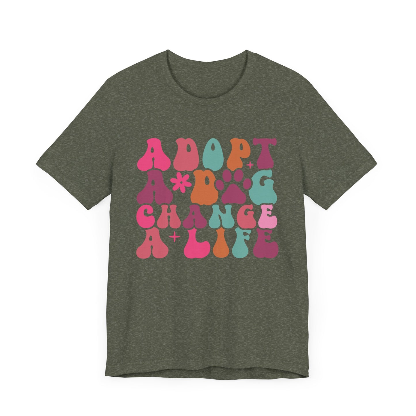 "Adopt a Dog, Change a Life – Vibrant Retro Dog Rescue Design"