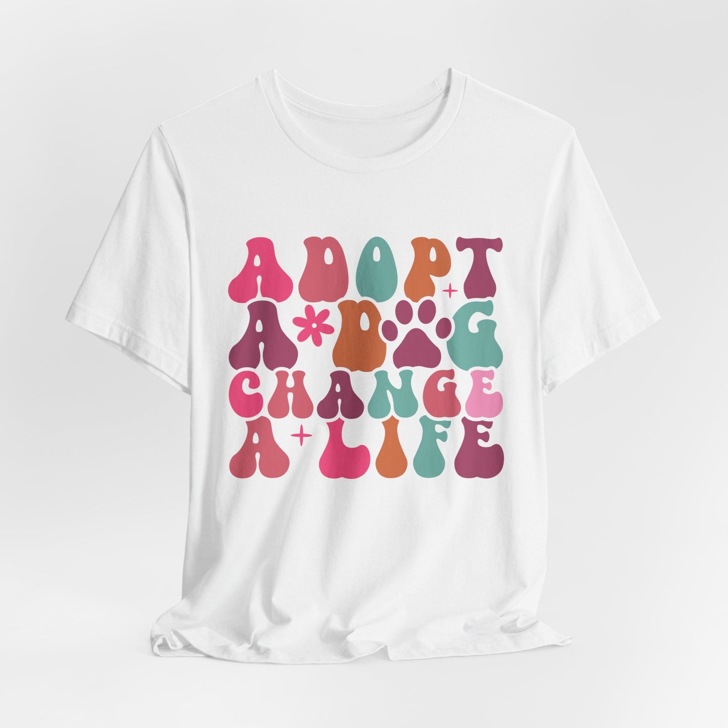 "Adopt a Dog, Change a Life – Vibrant Retro Dog Rescue Design"