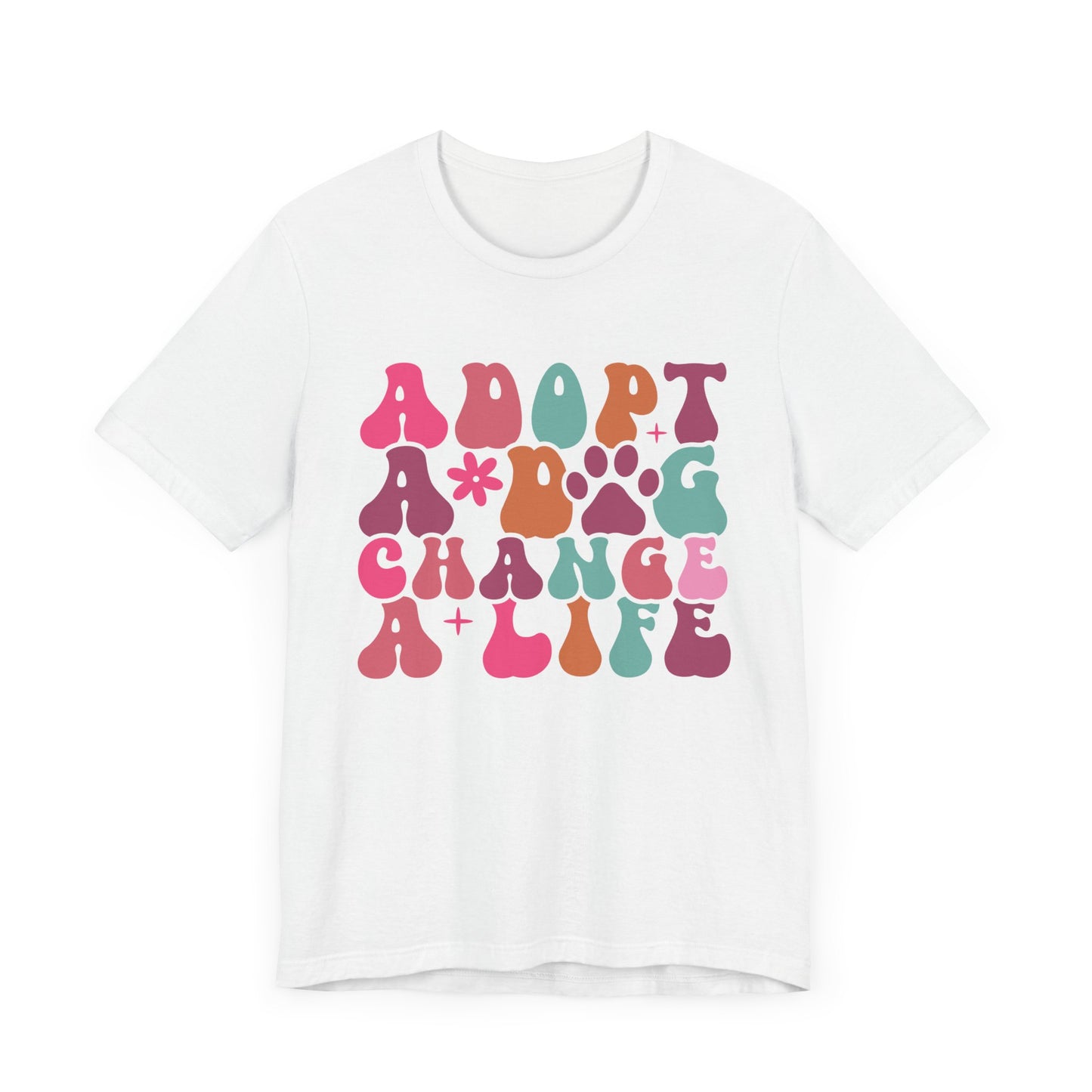 "Adopt a Dog, Change a Life – Vibrant Retro Dog Rescue Design"