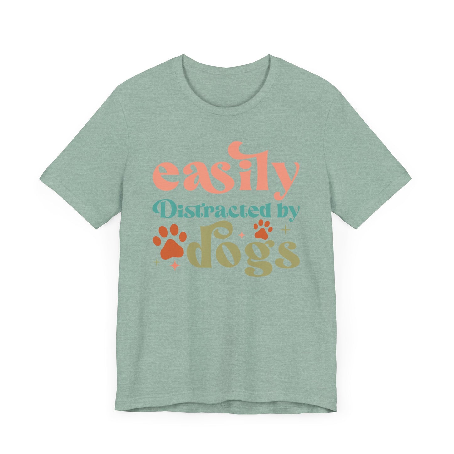 "Easily Distracted by Dogs – Fun Retro Dog Lover Design"