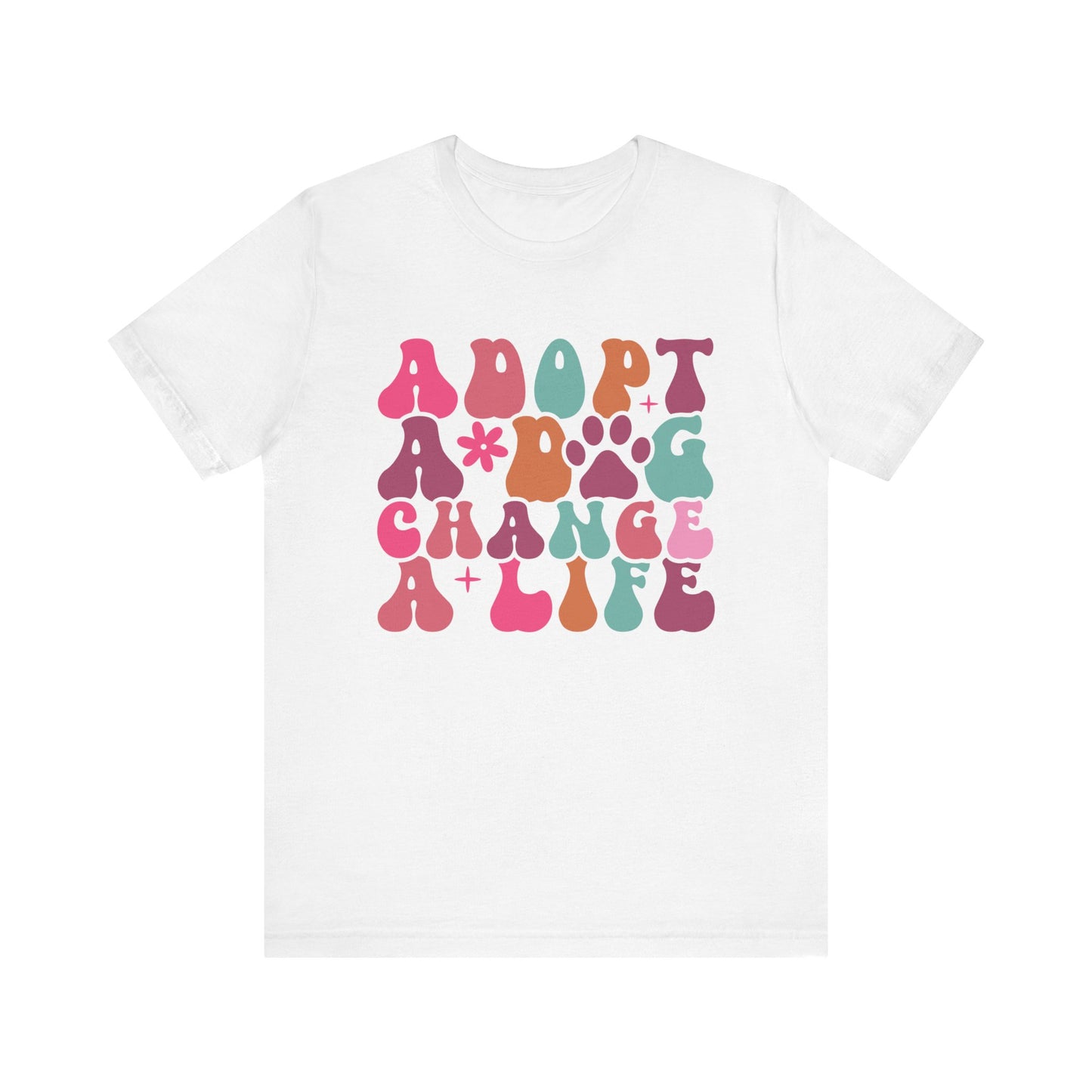 "Adopt a Dog, Change a Life – Vibrant Retro Dog Rescue Design"