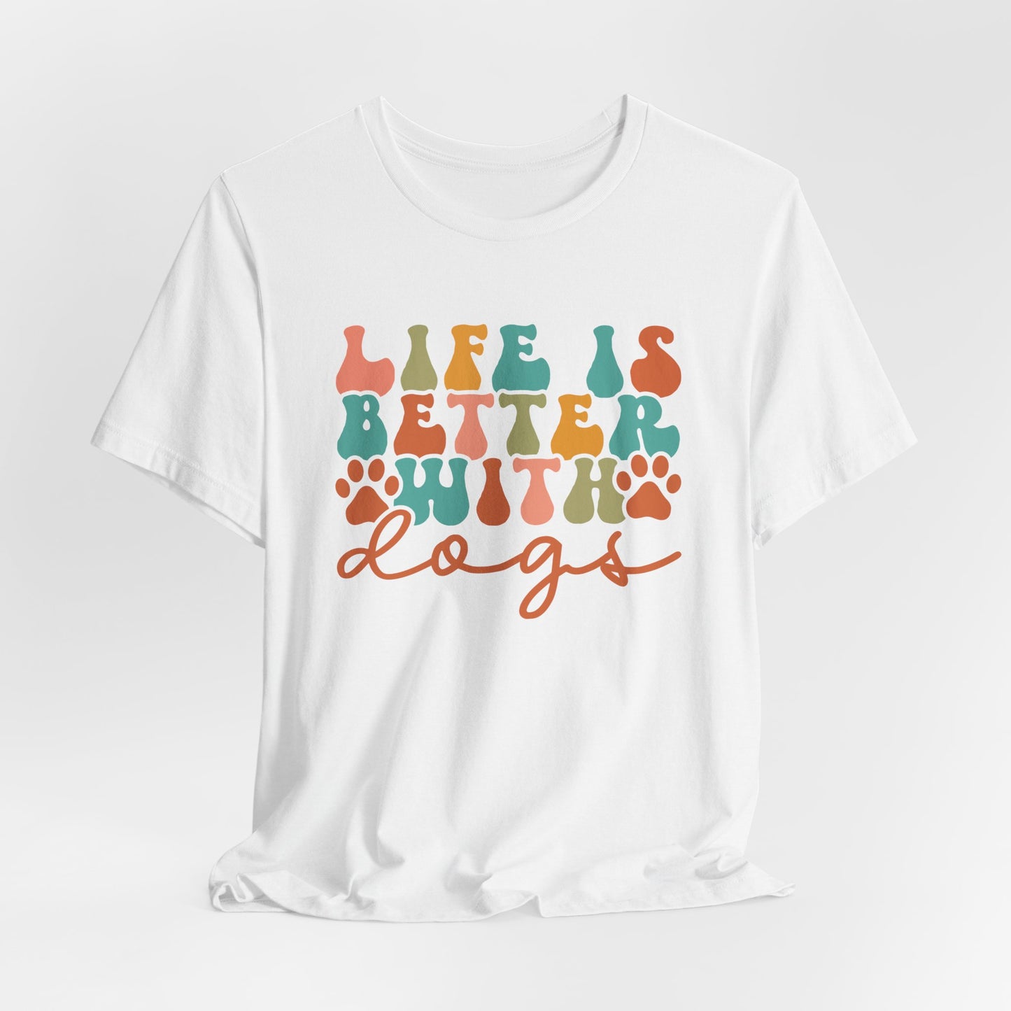 "Life is Better with Dogs – Retro Paw Print Dog Lover Design"